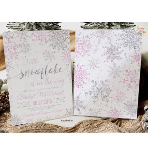 Snowflake Winter Baby shower Girl  Classic Round Sticker