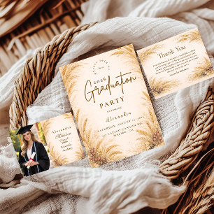 Vintage Wheat Field Graduation Party Thank You Card