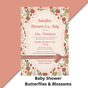 Baby Shower   Butterflies & Blossoms Poetic Floral Invitation