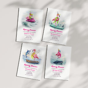 Funny Prosecco Flamingo Beach Bachelorette Weekend Invitation