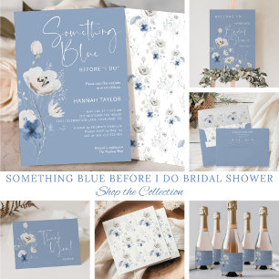 Something Blue Floral Bridal Shower Personalized Thank You Card