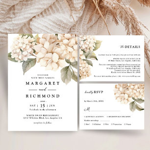 Hydrangea Elegant White Wedding Save The Date Invitation