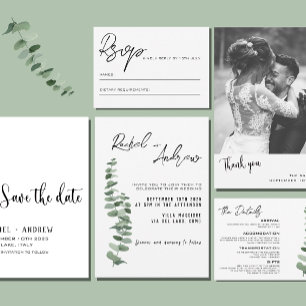 Minimalist Simple Script with Wedding Photo  Jigsaw Puzzle