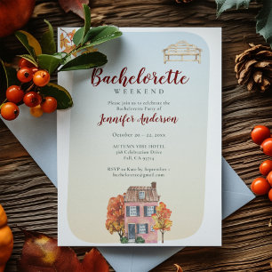 Fall Vibes Autumn Rustic Bachelorette Party  Invitation