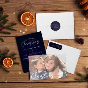 Merriest Christmas Snowflake Navy Blue