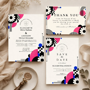 Romantic Retro 60s Wedding Thank You Card