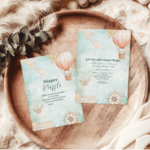 Watercolor Adventure Awaits Gender Baby Shower Invitation