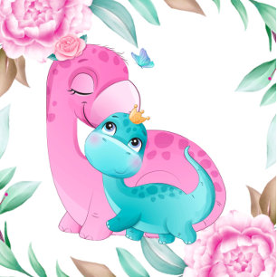 Invitation Baby shower fille Dinosaures Turquoises rose migno