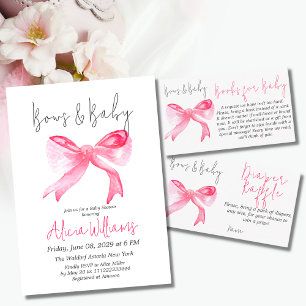 Invitation Elégant C'est une fille Ribbon Baby shower Bow ros