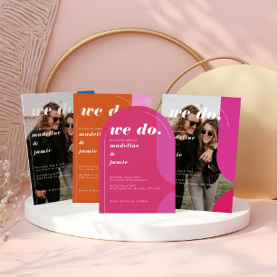 Minimal Bold Wedding Date Save the Date Magenta Classic Round Sticker