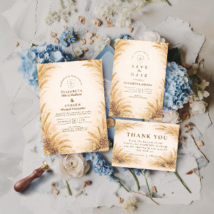 Vintage Wheat Field Rustic Wedding Thank You Card