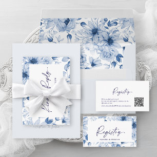 Round Menu with Guest Name   Dusty Blue Wedding