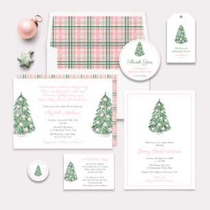 High End Pink Green Christmas Baby Shower For Girl