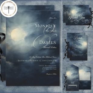 Dark Gothic Full Moon Night Sky Wedding Save The Date