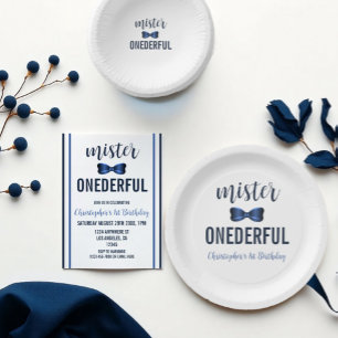 Mister Onederful Bow Tie 1st Birthday Invitation