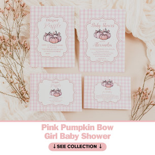 Pink Pumpkin Bow Girl Baby Shower Invitation