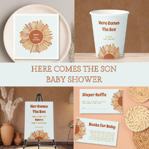 Boho Sunshine Retro Yellow Orange Baby Shower Napkin