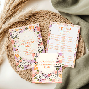 Pink Cocktail Mountains and Martinis Bachelorette Classic Round Sticker