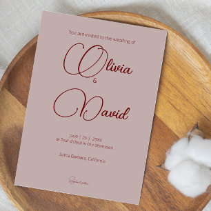 Elegant minimalistic Dusty Rose Wedding Invitation