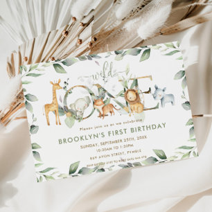Chic Jungle Animals Greenery Baby Shower Neutral Invitation