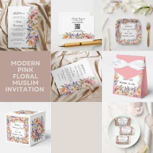 Détails floraux rose moderne Invitation musulmane