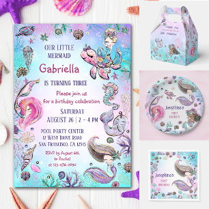 Under the Sea Mermaid Girl Birthday Party Invitation
