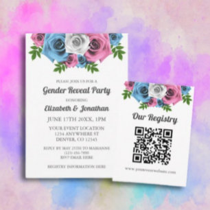Rose Bouquet Gender Reveal Invitation