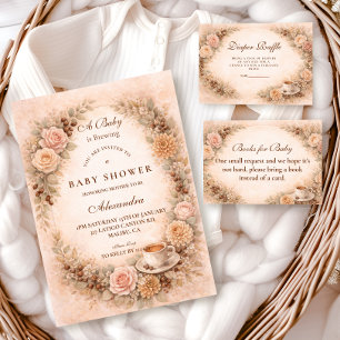 Boho Neutral A Baby Is Brewing Diapper Raffle Enclosure Card