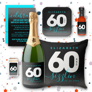 Modern Girly Ice Blue 60 and Sizzling Throw Pillow