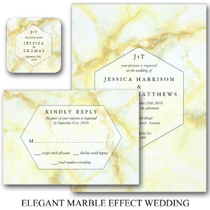 The Elegant Marble Effect Wedding Collection Invitation