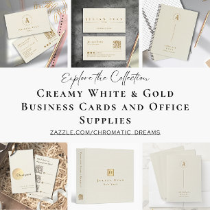Elegant Creamy White Glitter Gold Sophisticated Business Card