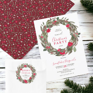 Winter festive wreath Christmas corporate party Invitation