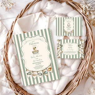 Boho Little Fisherman Fishing  Baby Shower Invitation