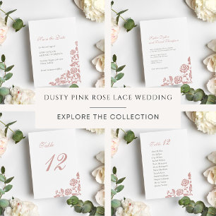 Invitation Motif de dentelle rose vintage Dusty