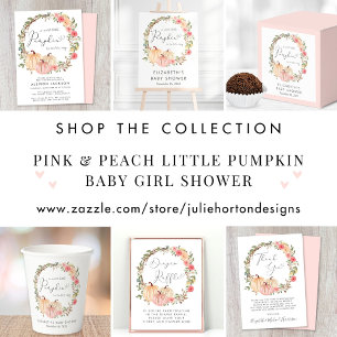 Pumpkin Pink Floral Girl Virtual Baby Shower Invitation