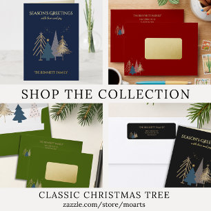 Vacances Métallisée Carte de vœux classique arbre de Noël en feuille d