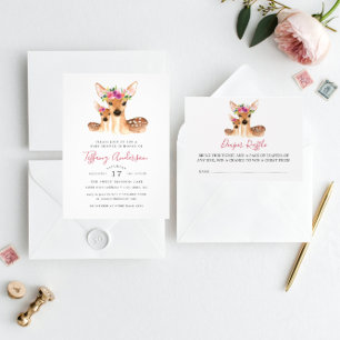 Baby Shower Deer Mom And Baby Diaper Raffle Enclosure Card
