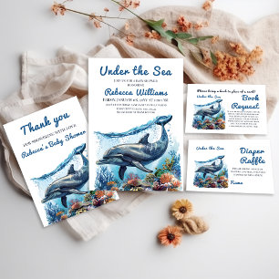 Blue Boy Under the Sea Baby Shower Diaper Raffle Enclosure Card