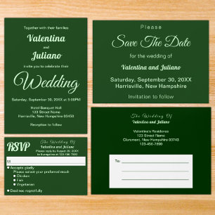 Dark Green Plain Text Wedding Save The Date