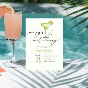 Margs & Matrimony Green Lime Bridal Shower Invitation