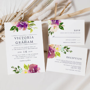 Vibrant Bloom   Watercolor Wedding Invitation