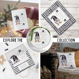 Farmhouse Winter Watercolor Gnome for Christmas Ceramic Ornament