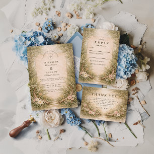 Antler Forest Romance Wedding Thank You Card