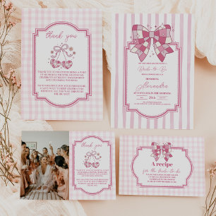 Retro Disco Cute Pink Bow Bridal Shower