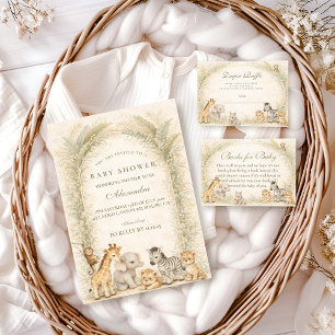 Safari Jungle Animals Arch Diapper Raffle Enclosure Card