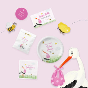 Invitation Stores rustique avec Baby shower de fille d'abeill