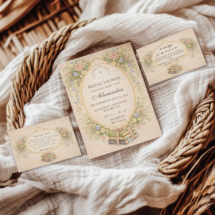 A New Chapter Floral Books Bridal Shower Invitation