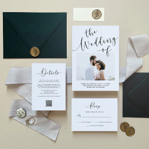 Elegant Romance   Minimalist Two Photo Wedding Invitation