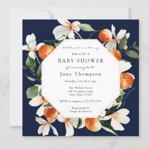 Orange Blossoms and Clementines Baby Sprinkle Invitation