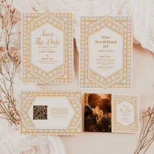 Elegant Geometric Art Deco Wedding  Save The Date